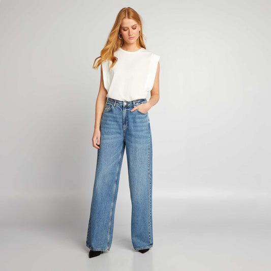 Wide leg denim trousers Stone