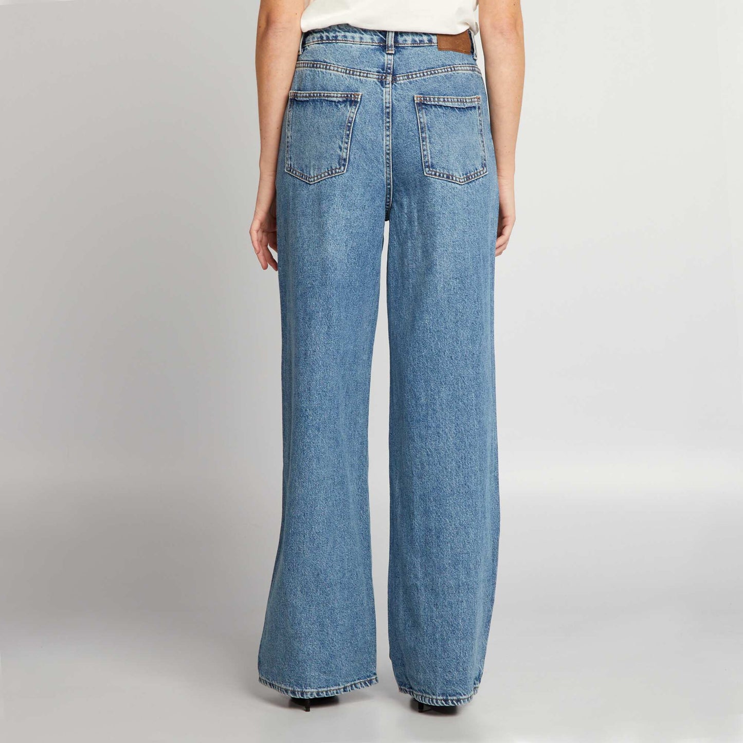 Wide leg denim trousers Stone