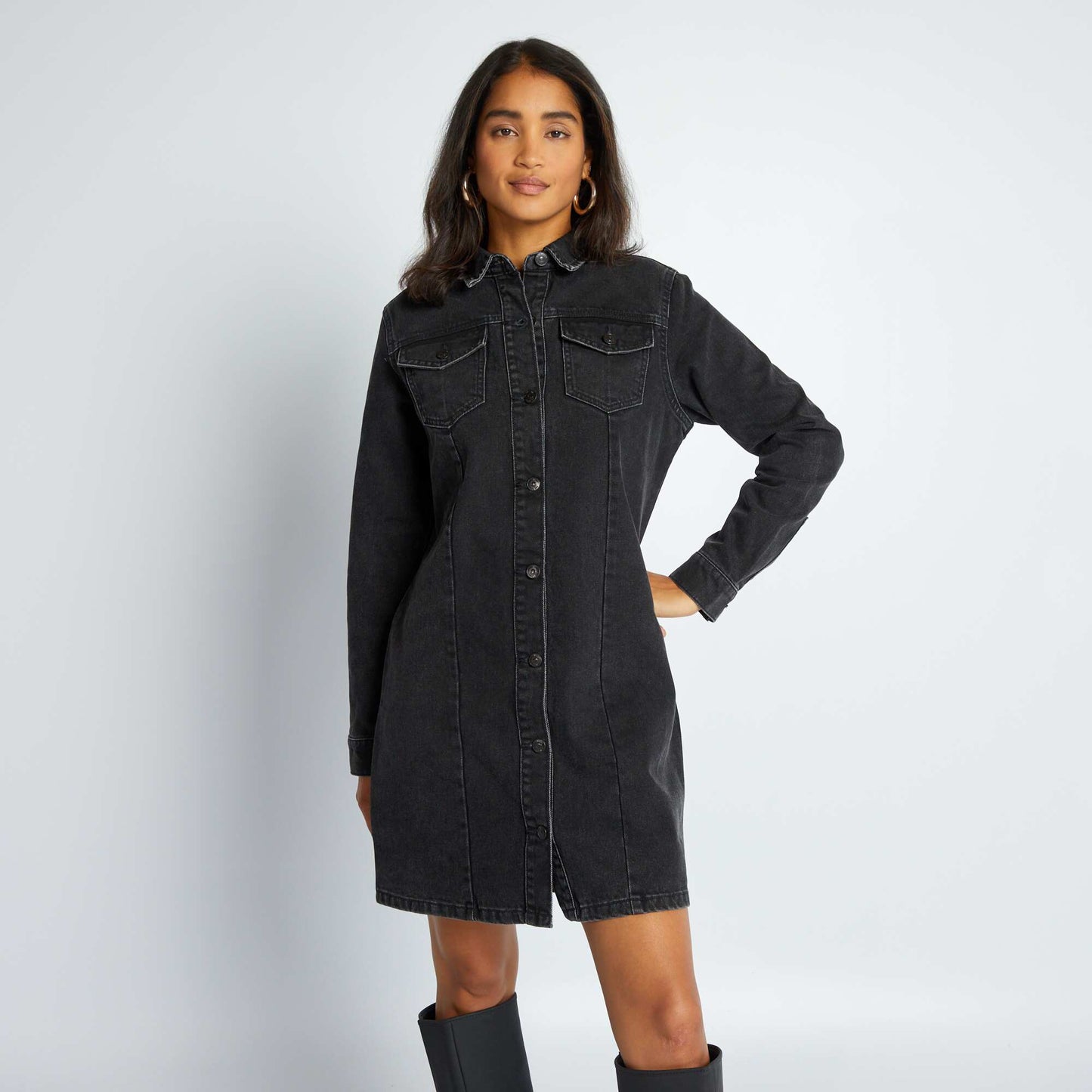 Denim dress BLACK