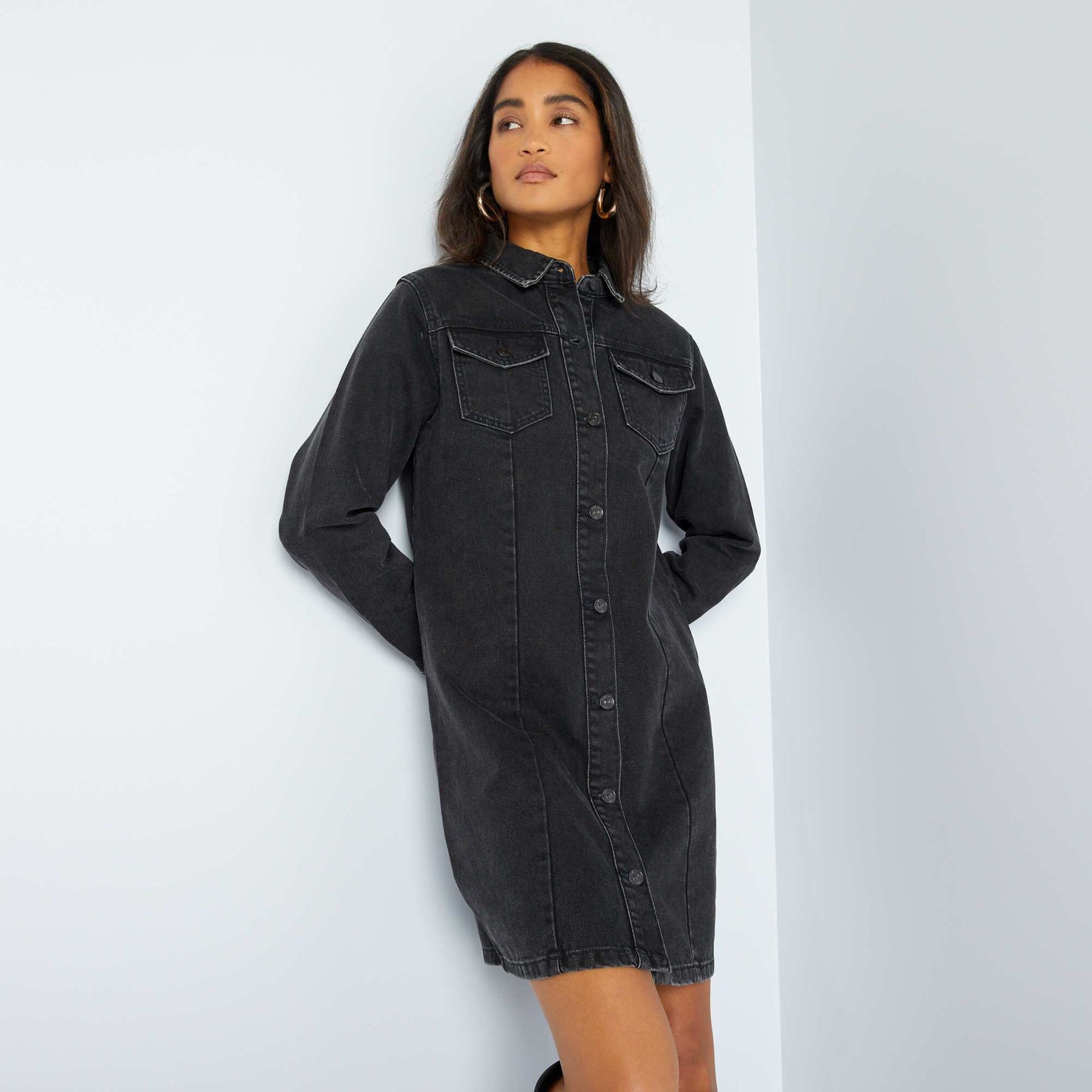 Denim dress BLACK