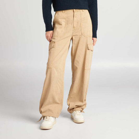 Denim parachute pants Beige