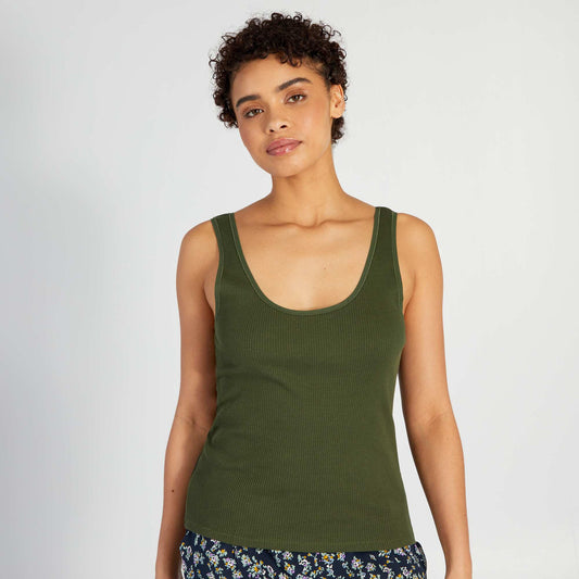 Ribbed knit vest top GREEN