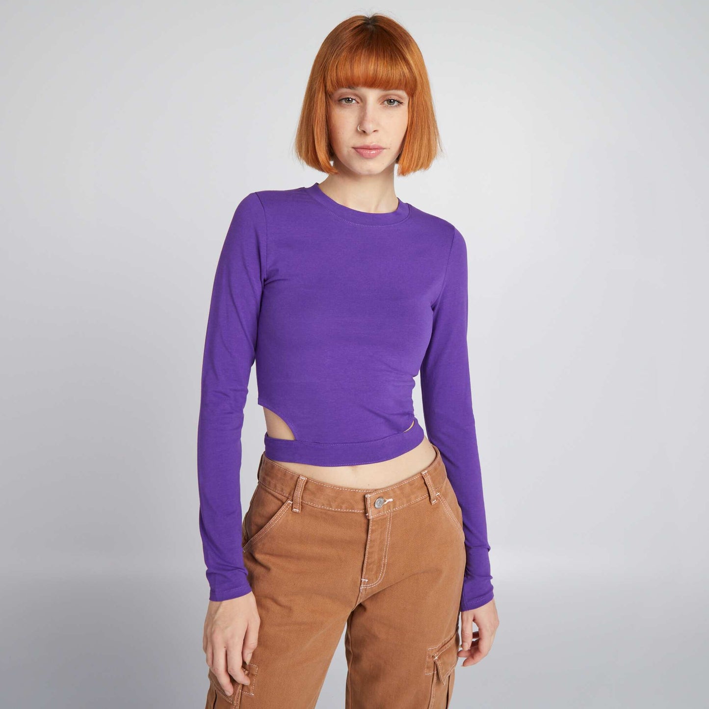 Long-sleeved crop top Purple