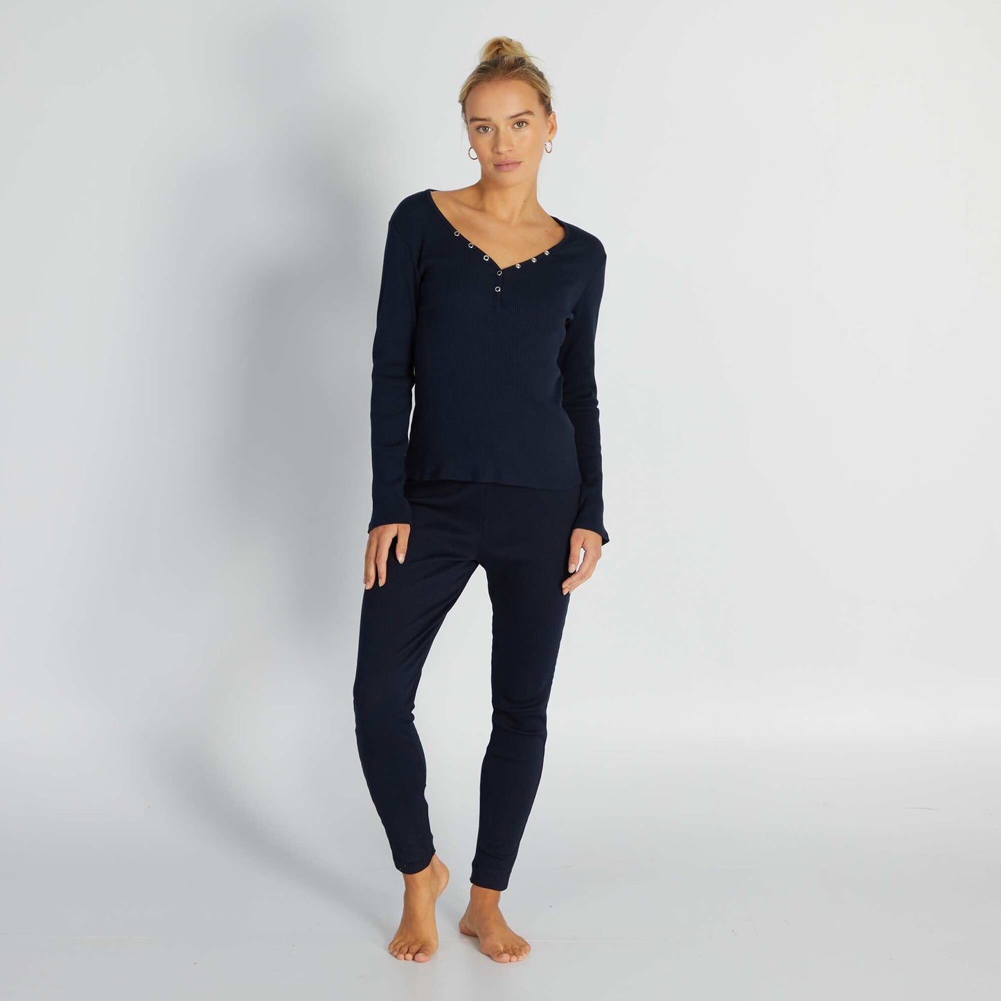 Ribbed knit pyjama T-shirt SAPP BLUE