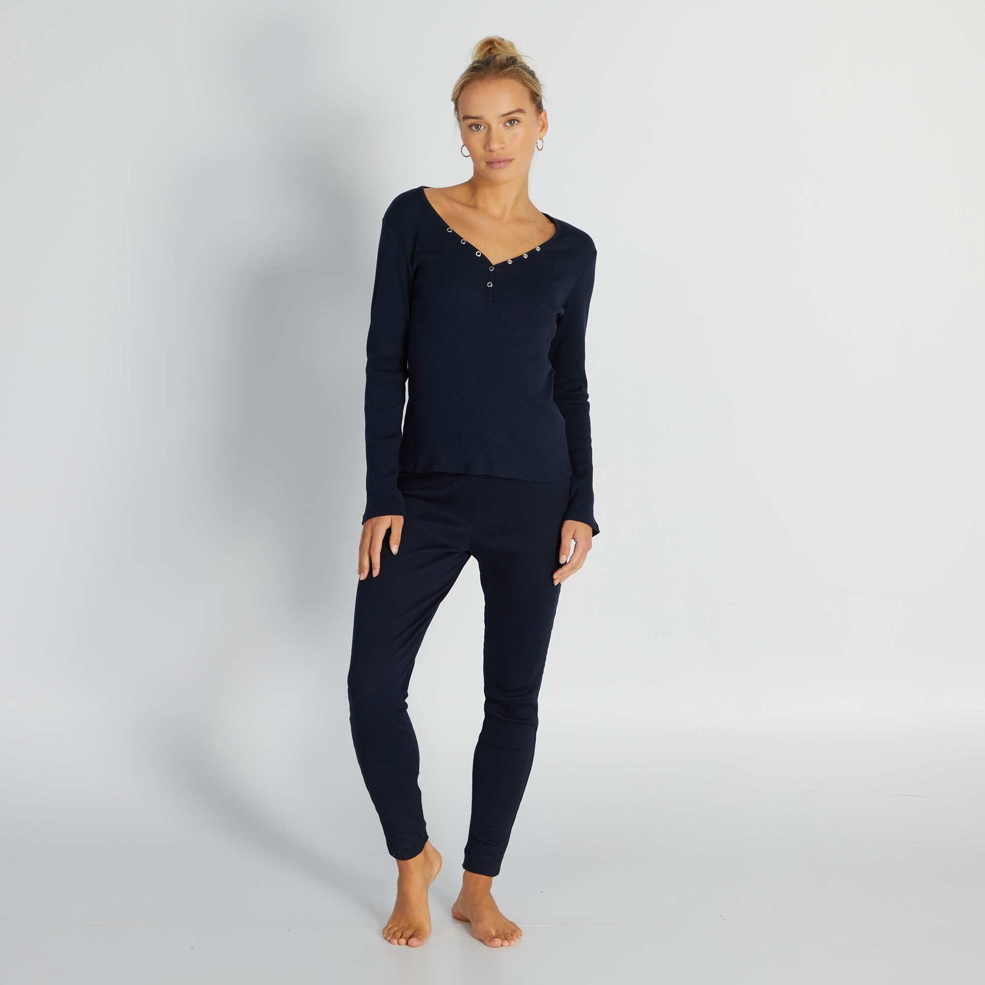 Ribbed knit pyjama T-shirt SAPP BLUE