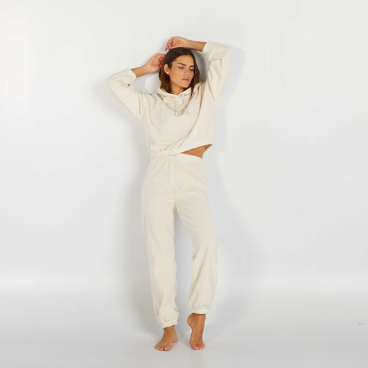 Fleece fabric pyjama bottoms WHITE EGG