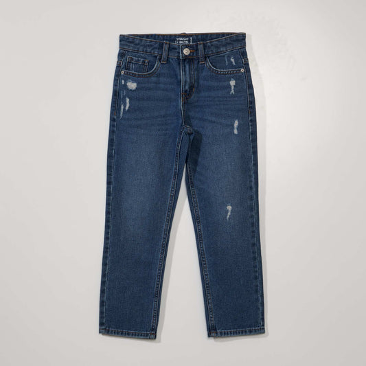 Straight jeans with distressed detailing BLUE