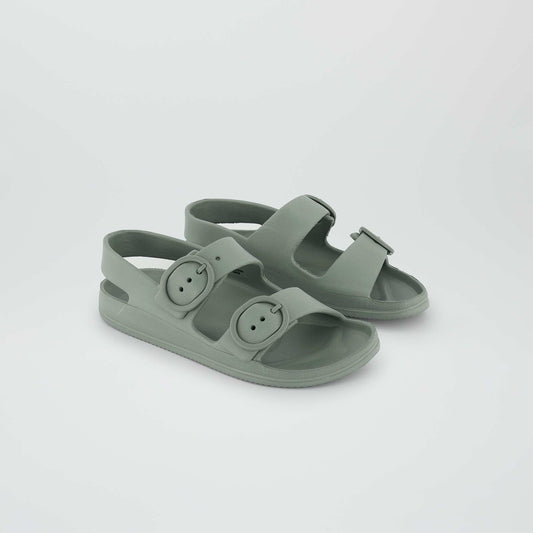 Flat sandals with double straps HO_GREEN