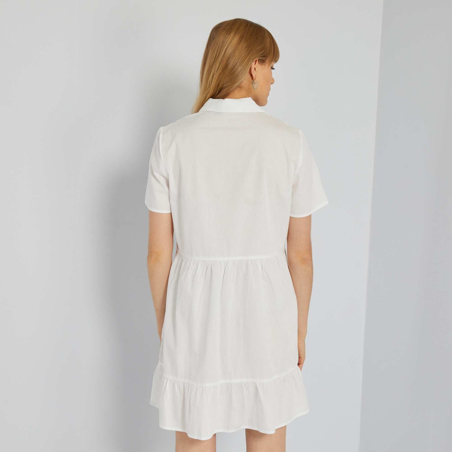 Poplin dress with embroidery White