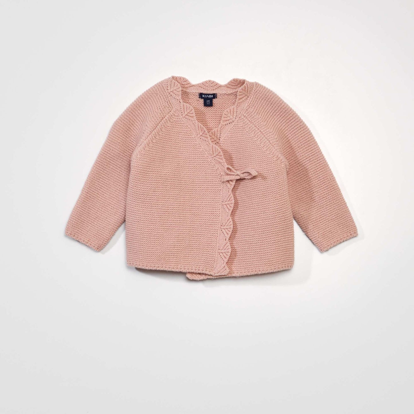 Garter stitch wrap cardigan MISTY PINK