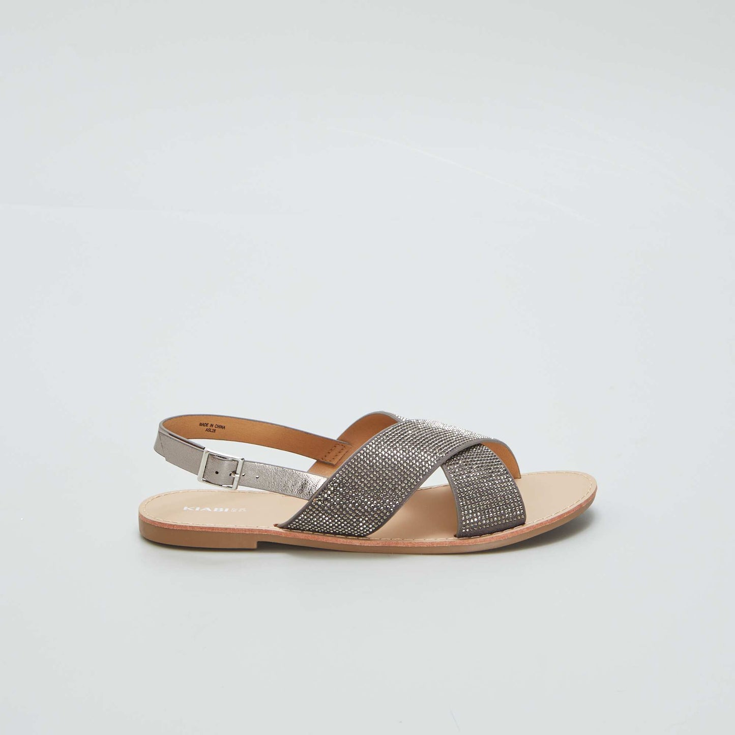 Strappy sandals with rhinestones GREY