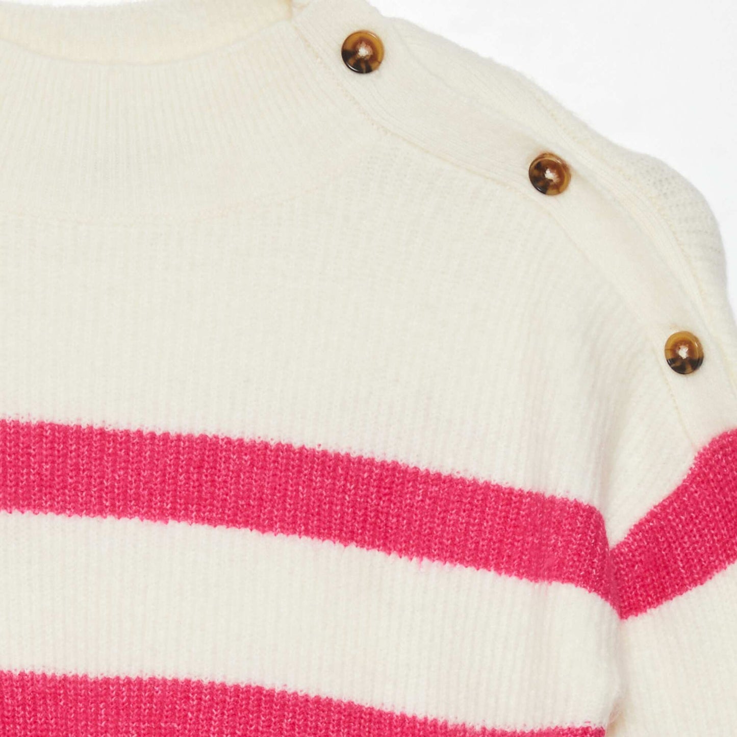 Long-sleeved Breton sweater ECRU_PINK