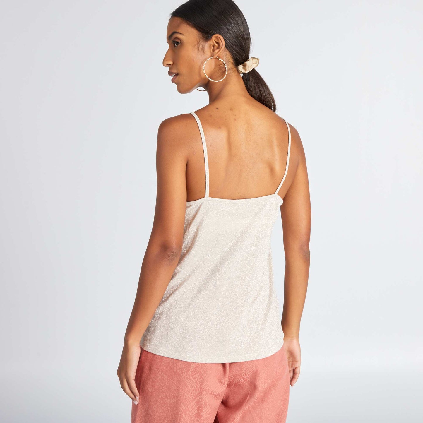 Glittery vest top with scalloped neckline PEACH 4