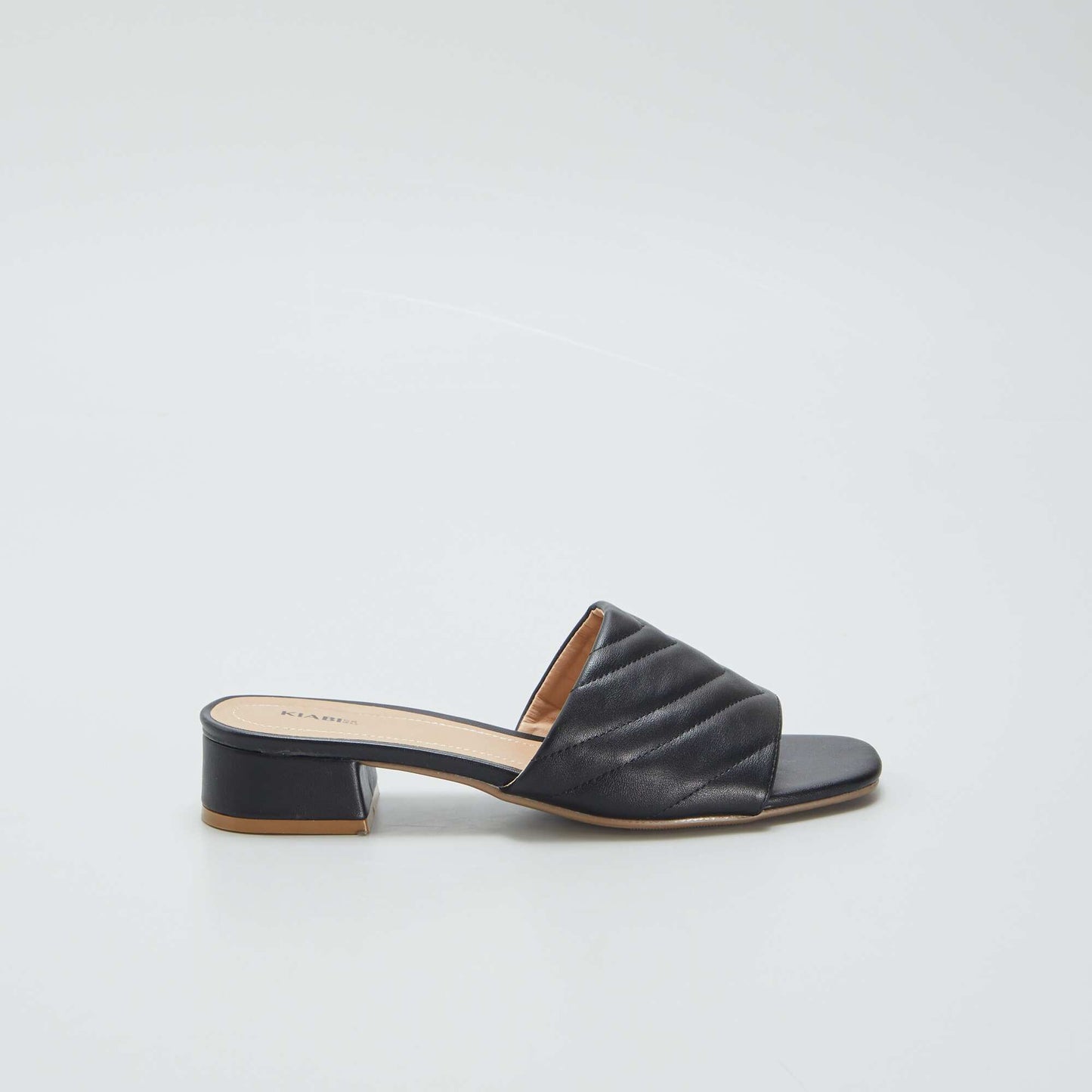 Heeled mules with padded strap BLACK