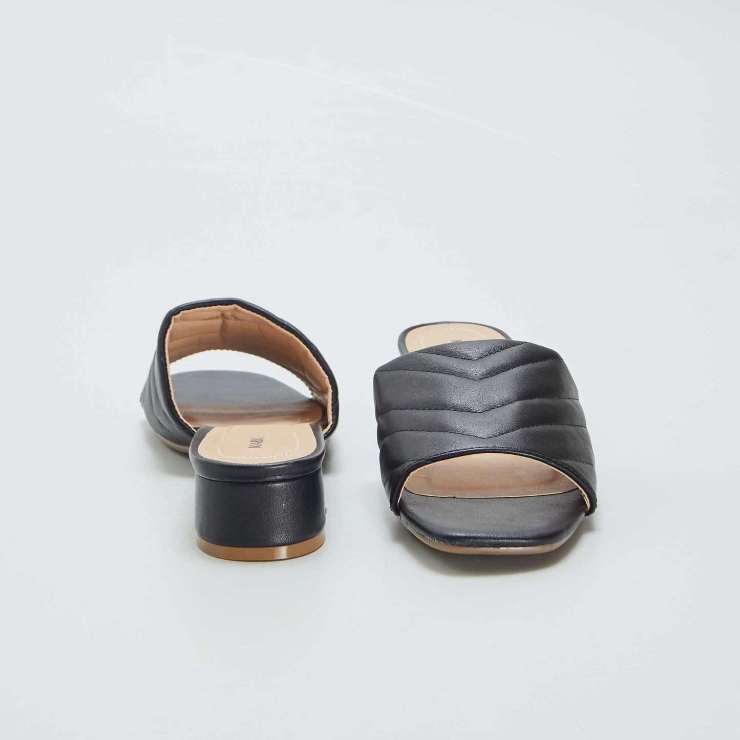 Heeled mules with padded strap BLACK
