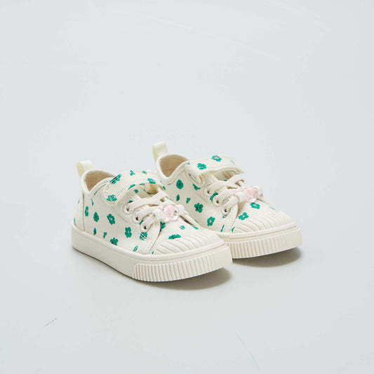 Canvas trainers with Velcro + charms GREEN