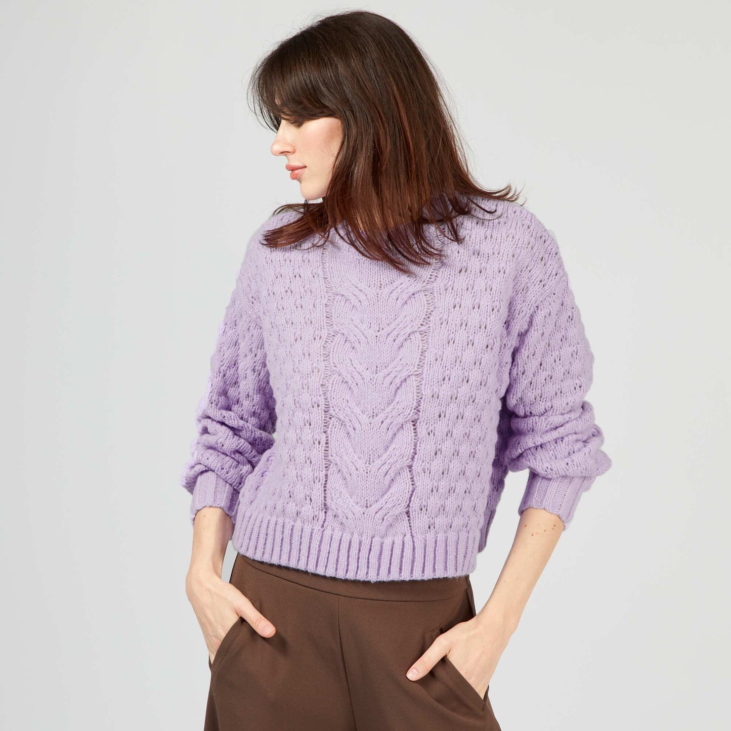 Woven knit sweater PURPLE_ROS