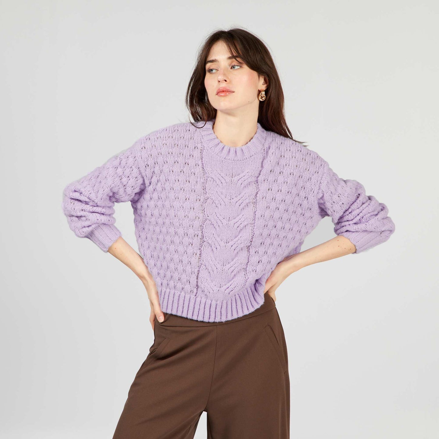 Woven knit sweater PURPLE_ROS