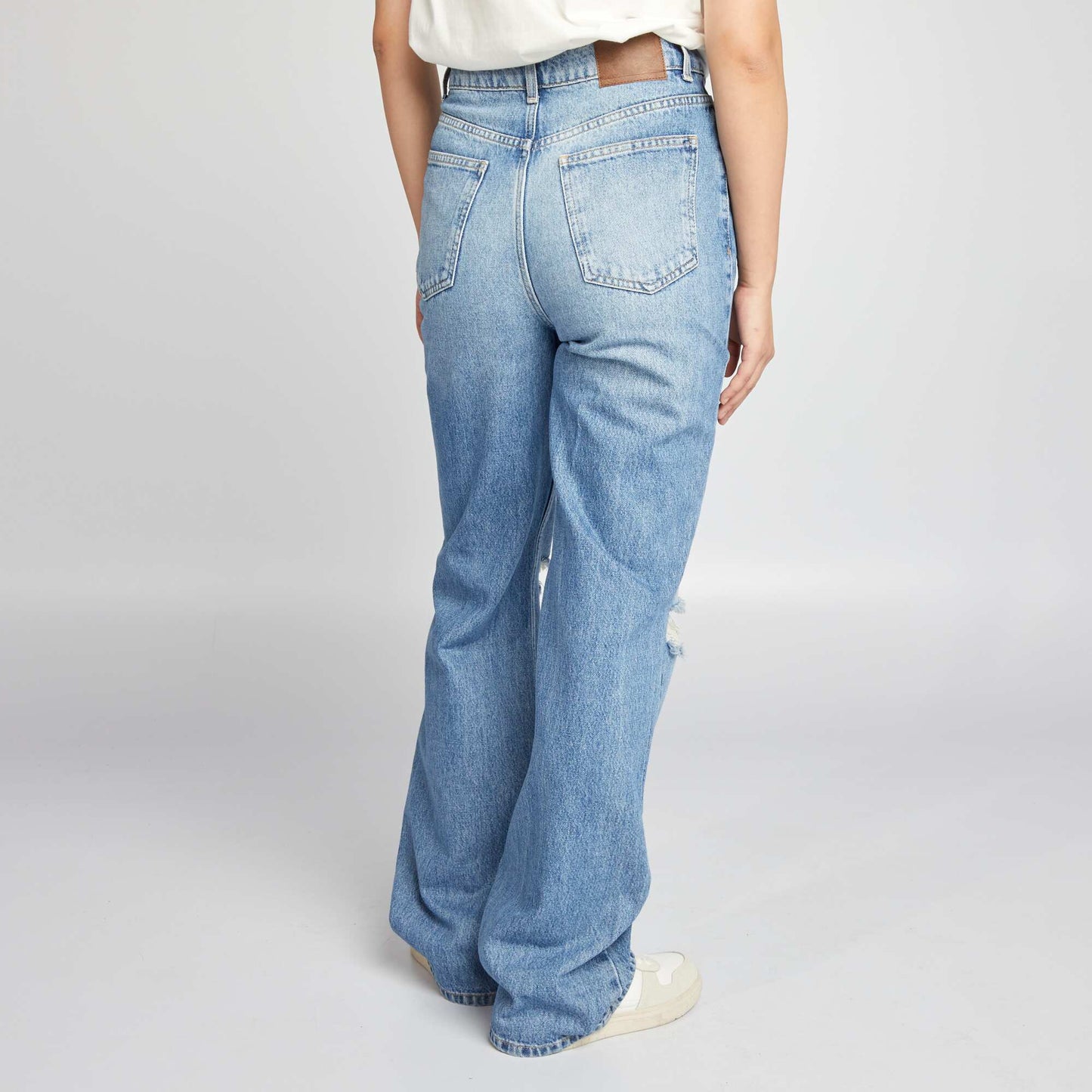 Destroyed wide-leg jeans - 5 pockets DOUBLE_STO
