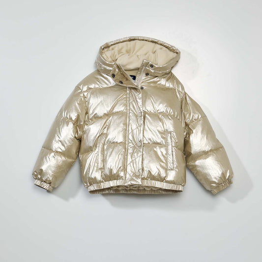 Quilted padded jacket with hood PALE GOLD