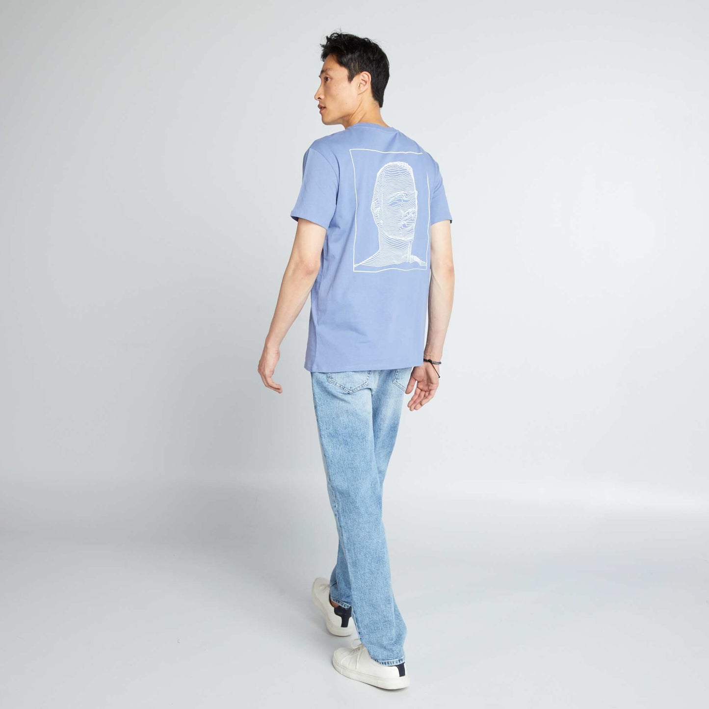 Jersey T-shirt with print on the chest BLUE COLON