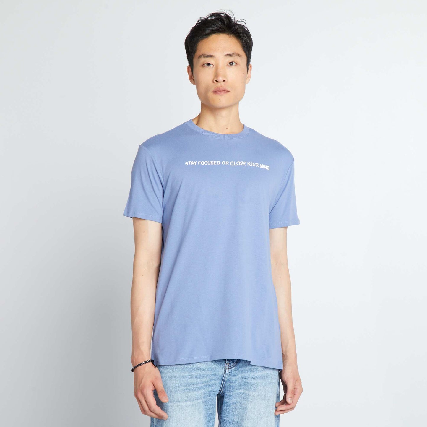 Jersey T-shirt with print on the chest BLUE COLON