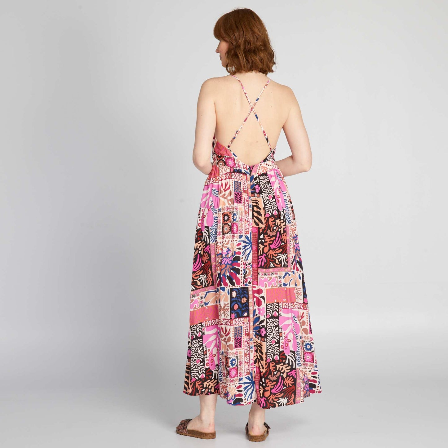 Long printed dress PINK