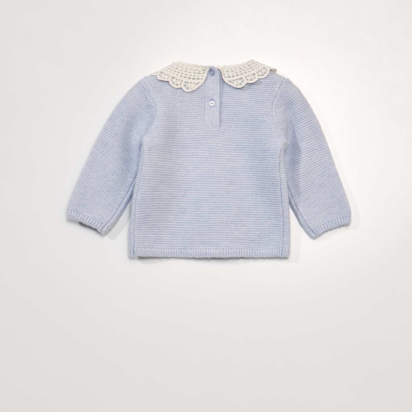 Garter stitch sweater with fancy collar BLUE