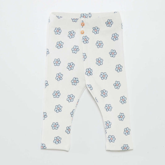 Long patterned leggings WHITE