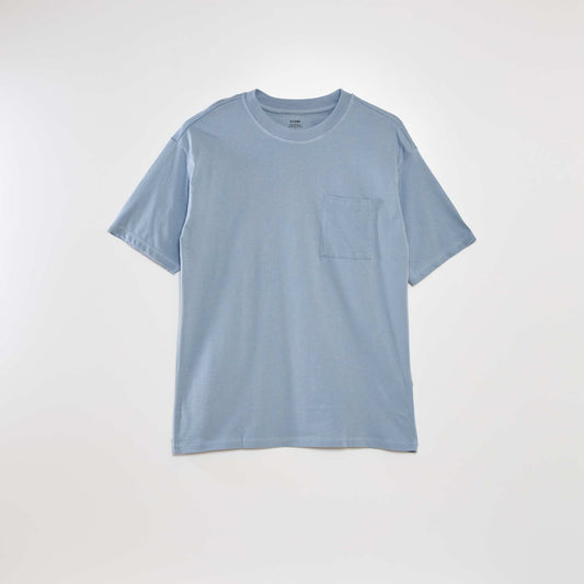 Plain loose-fit T-shirt BLUE