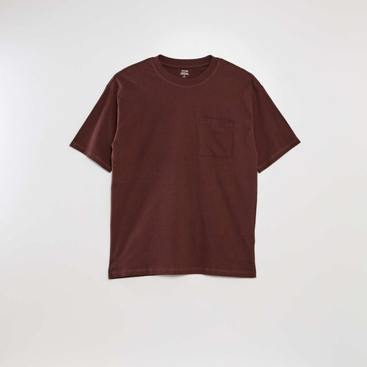 Plain loose-fit T-shirt BROWN