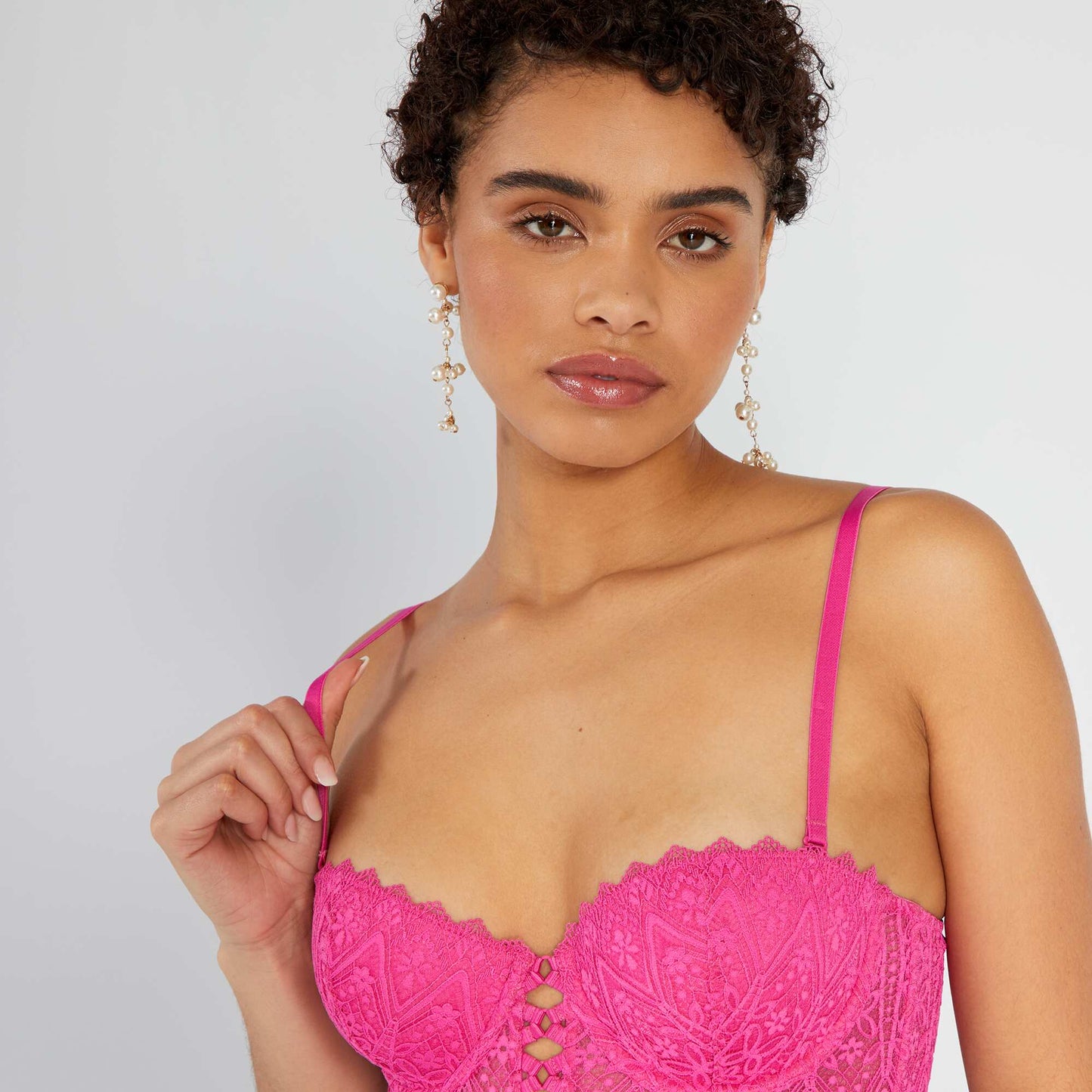 Lace bustier bra PINK BERRY