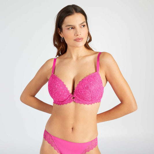 Lace bra for D & E cups PINK BERRY