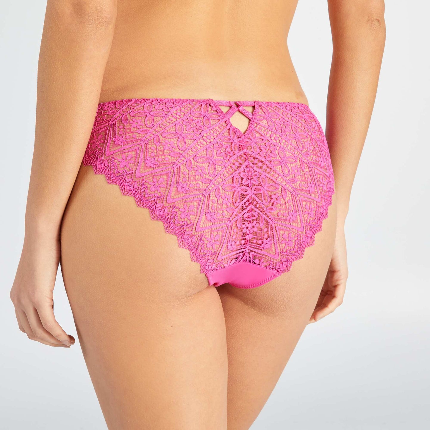 Lace and microfibre briefs PINK BERRY