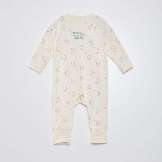 Sleepsuit with animal pattern WHITE