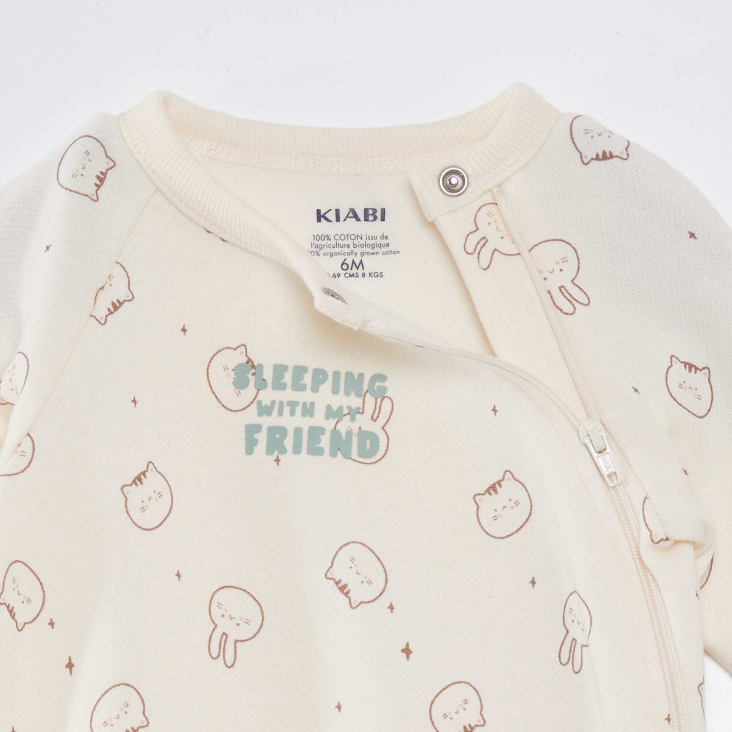 Sleepsuit with animal pattern WHITE