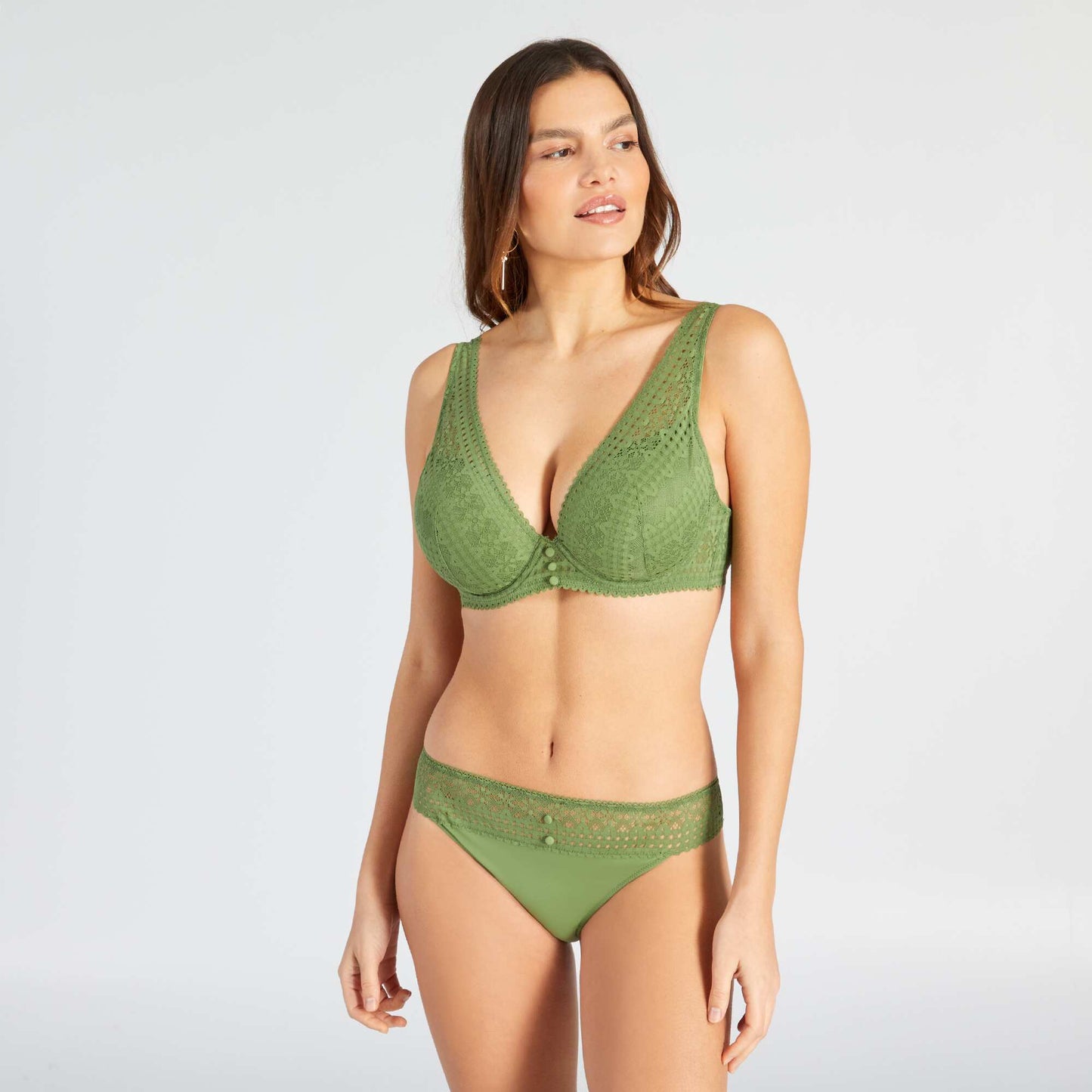 Lace bra for D & E cups DILL GREEN