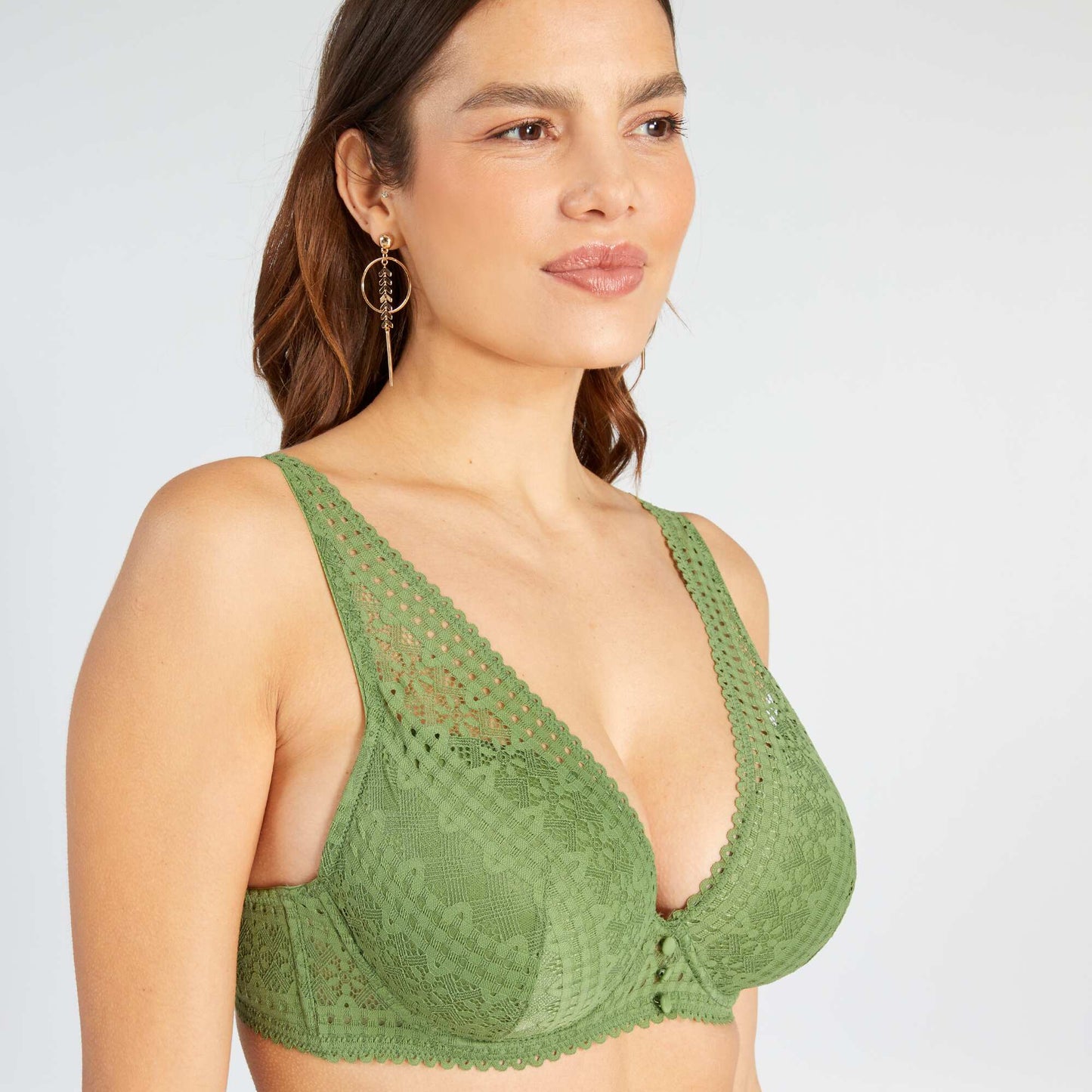 Lace bra for D & E cups DILL GREEN
