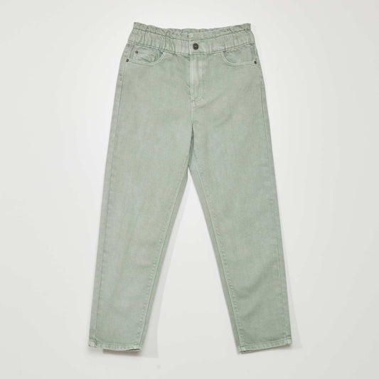 High-rise paper bag jeans GREEN