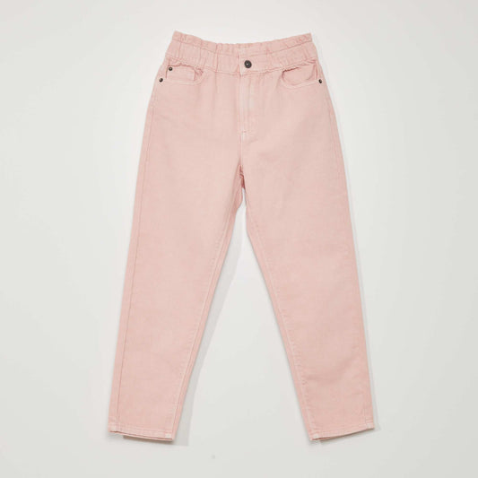 High-rise paper bag jeans PINK