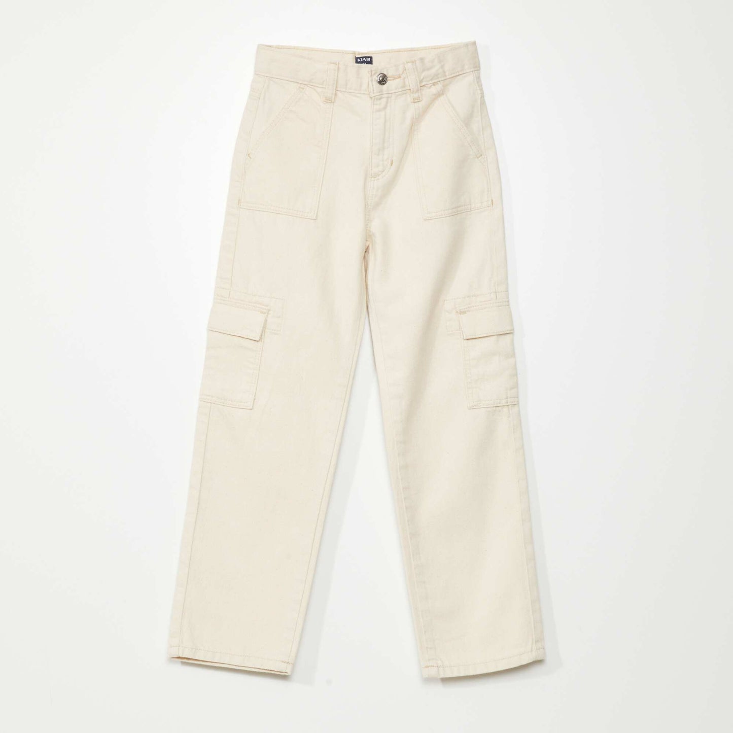 Wide-leg jeans with side pockets BEIGE