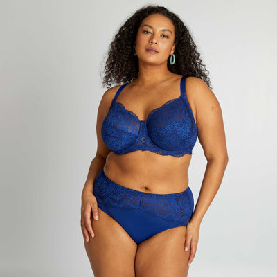 Plain lace briefs BLUE