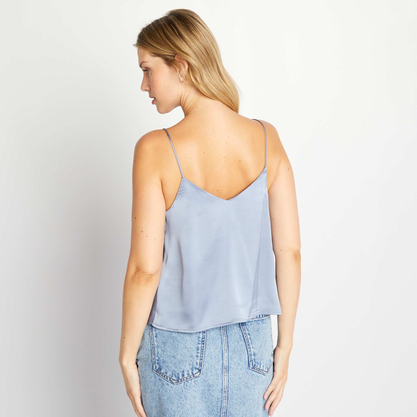 Satin-effect top Blue