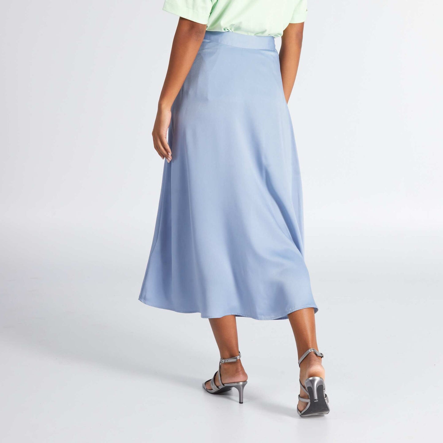 Satin midi skirt Blue