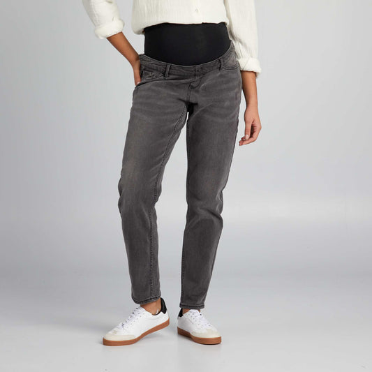 Maternity mom-fit jeans with distressed detailing GREY