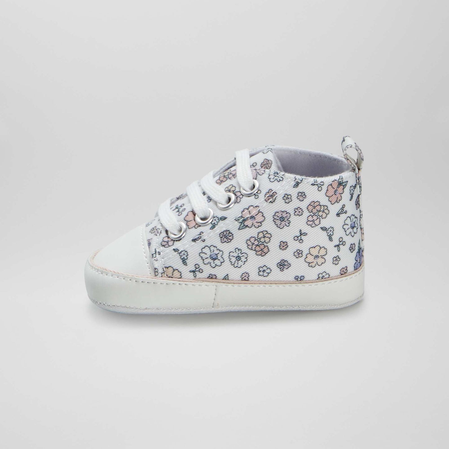 High-top floral canvas trainers BEIGE
