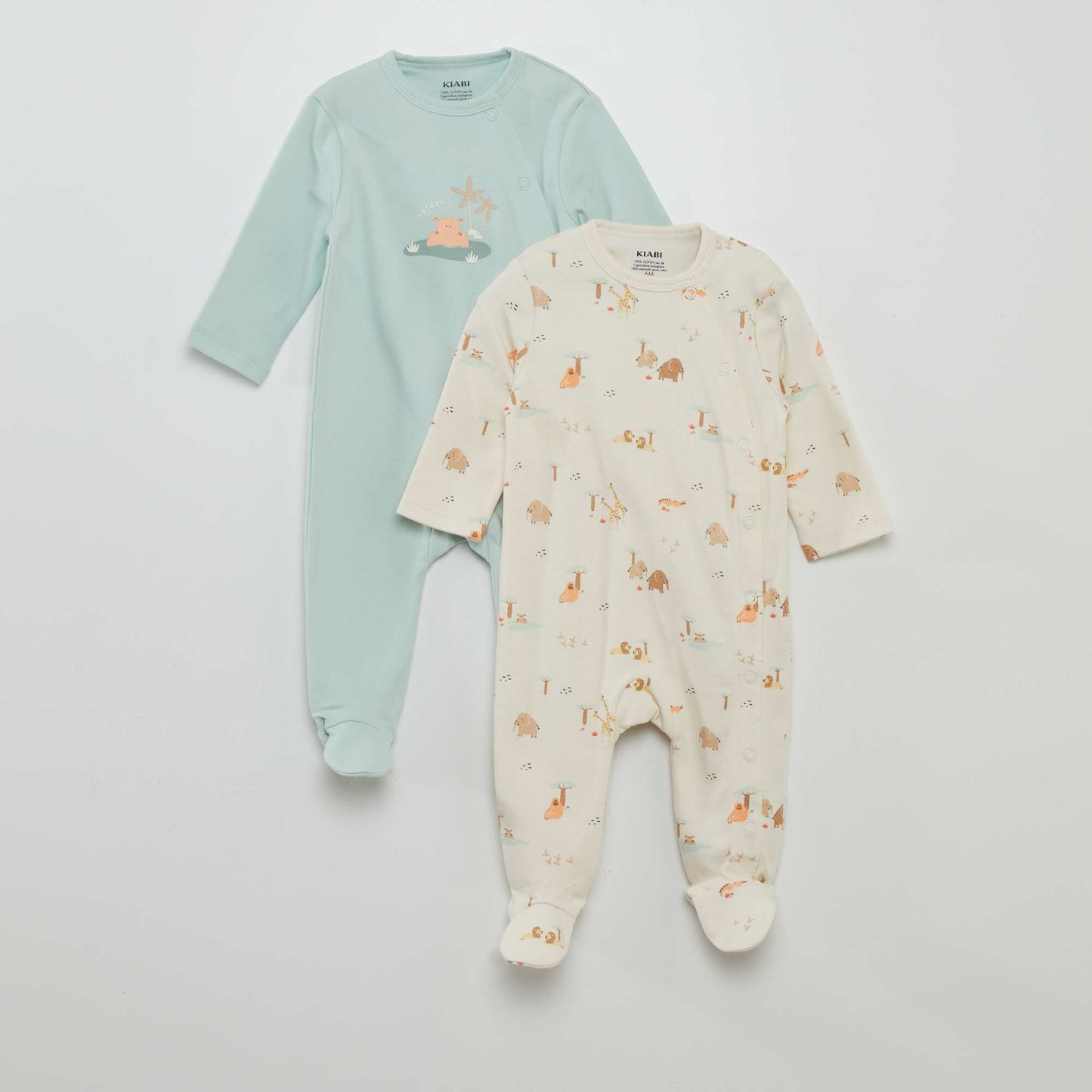 Pack of printed sleepsuits - Pack of 2 WHITE