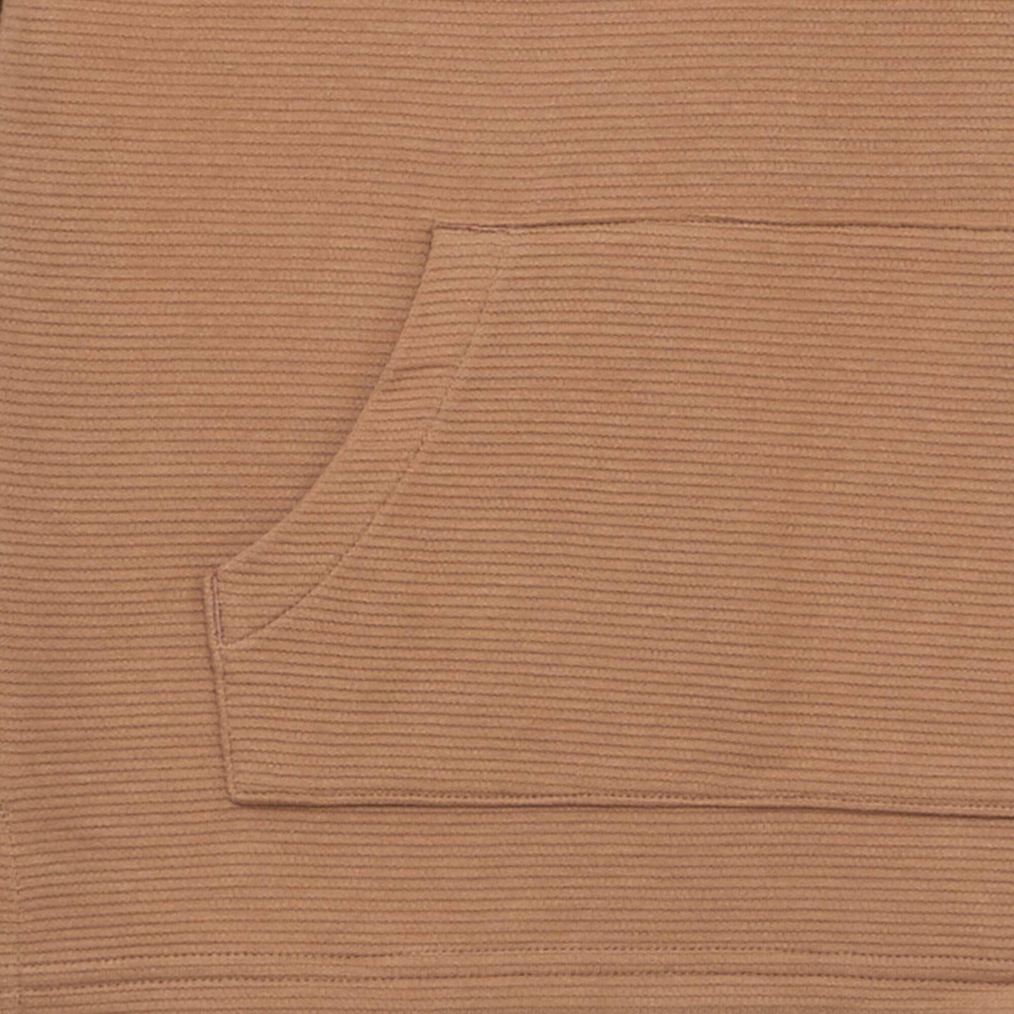 Textured knit fabric T-shirt with kangaroo pocket BROWN