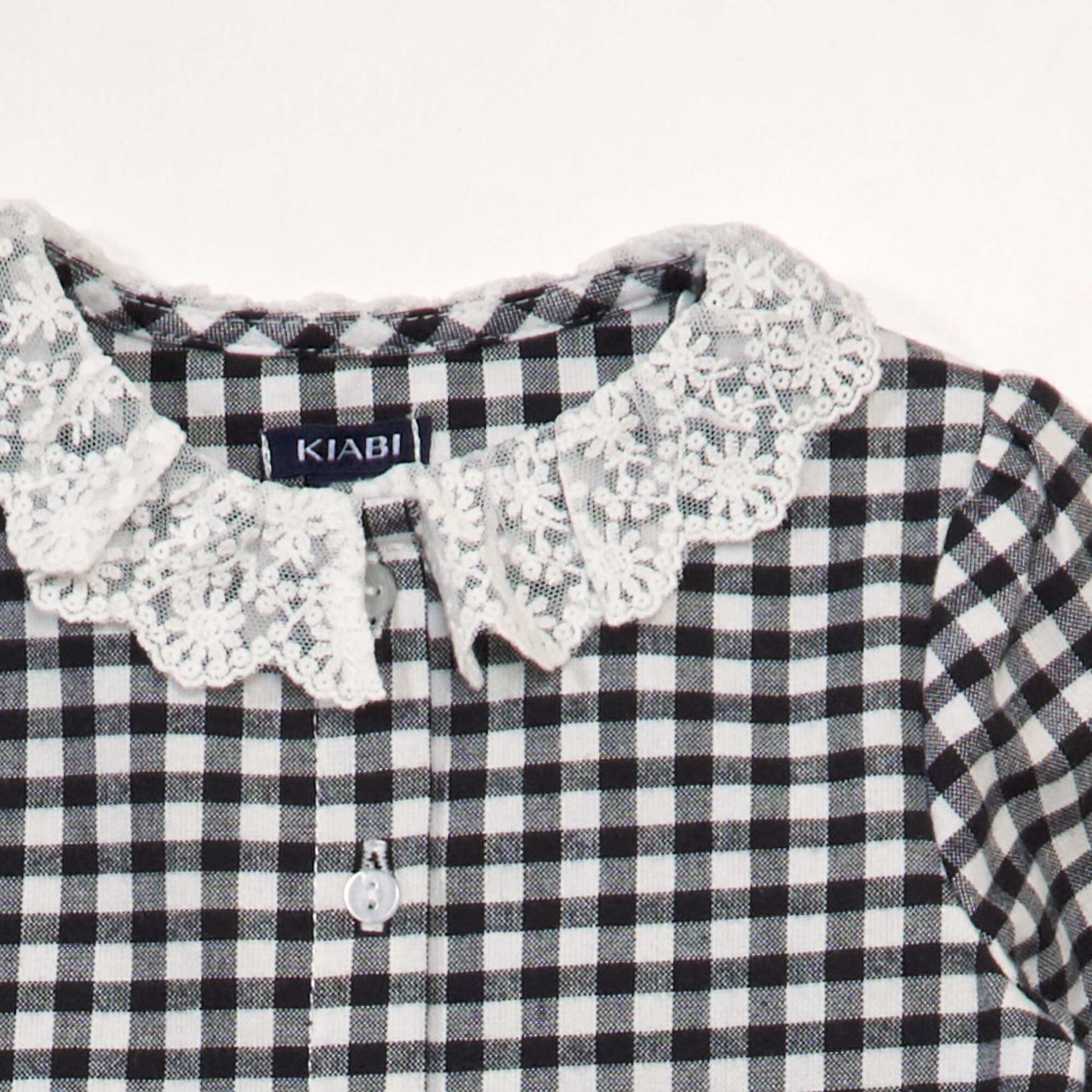 Checked blouse with Peter Pan collar WHITE