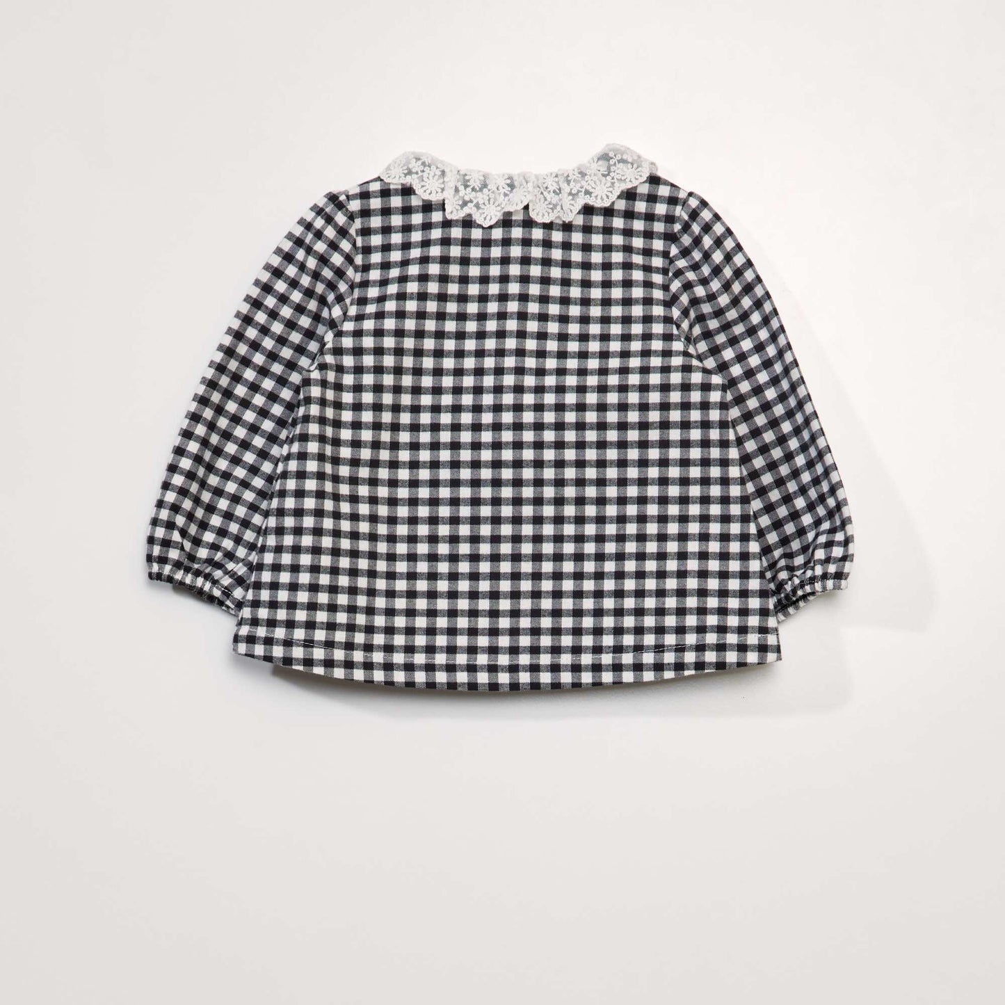 Checked blouse with Peter Pan collar WHITE